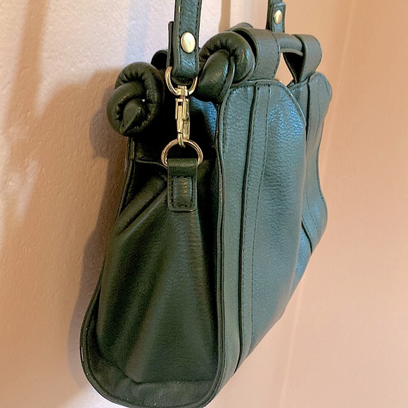 Anthropologie faux leather green terrace mini knot crossbody bag preppy boho - Picture 2 of 11